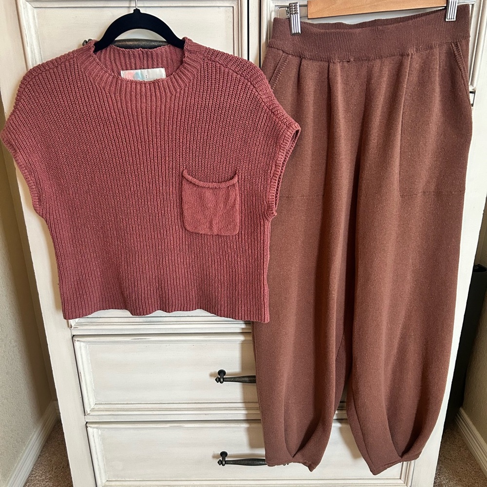 Free People Mauve Crew Neck Sweater